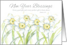 New Year Blessings Daffodils Flowers Bible Verse James card