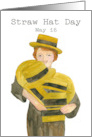 Straw Hat Day May 15 Vintage Woman Boater Style card