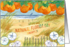 National Florida Day January 25 Oranges Marlin Sand Dollars card