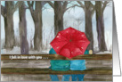 Valentine’s Day I Fall In Love With You Couple Park Bench Umbrella card