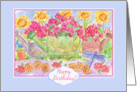 Happy Birthday Garden Painting Flowers Dragonfly Watercolor card