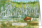 Happy Father’s Day Bison Wildlife Forest Trees card