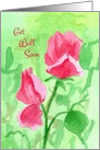 Get Well Soon Pink Sweet Peas Flowers card