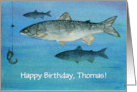 Happy Birthday Fishing Lake Custom Name card