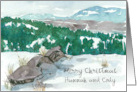 Merry Christmas Desert Winter Landscape Custom Name card