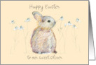 Happy Easter Rabbit Flowers Custom Name card