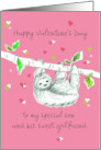 Happy Valentine’s Day Son and Girlfriend Sloth Custom card