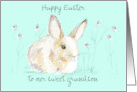 Happy Easter Grandson Rabbit Mint Green Custom card