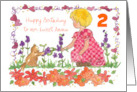 Happy 2nd Birthday Little Girl Kitten Custom Name card