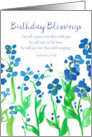 Birthday Blessings Scripture Zephaniah Blue Flowers card