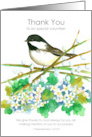 Volunteer Thank You Bible Scripture Chickadee Bird card