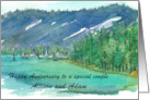 Happy Anniversary Lake Sailboats Forest Custom Name card