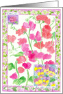 Pink Sweet Pea Flower Garden Watercolor Spring Flowers card