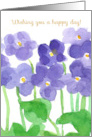 Wishing You A Happy Day Big Purple Flowers Blank card