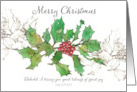 Religious Christmas Scripture Luke Holly Berry Leaves card