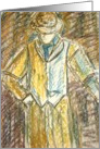 Fine Art Pastel Drawing of Man in Hat Blank Card