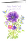 Happy Birthday Grandmother Purple Anemone Flower Bouquet card