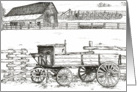 Vintage Antique Wagon Ranch Landscape Art Blank Card