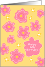 Happy 16th Birthday Bright Pink Whimsical Flowers card