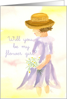 Flower Girl Wedding Invitation Watercolor Art card