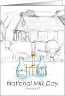 National Milk Day January 11 Cows Barn Farm Animal card