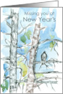 Missing You At New Year’s Hawk Winter Trees card