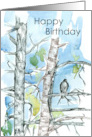 Happy Birthday Hawk Tree Branches Winter Sky card