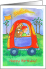 Happy Birthday Little Boy Dog Toy Car Illustration card