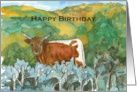 Happy Birthday Cow Desert Landscape Sagebrush card