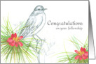 Congratulations Fellowship Bird Pine Tree Buds card