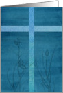 Ash Wednesday Cross Blue Watercolor Wash Plants card