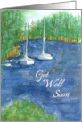 Get Well Soon Sailboats Mountain Lake Shore Trees card