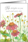 Religious Birthday Delights In You Pink Wildflowers card