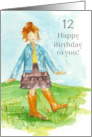 Happy 12th Birthday Young Girl Cowgirl Boots Custom Age card