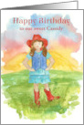 Happy Birthday Cowgirl Boots Custom Name Sunset card