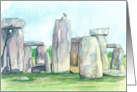 Stonehenge England Rocks Blackbird Watercolor Blank card