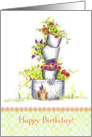 Happy Birthday Friend Gardening Buckets of Flowers card