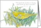 Religious Sympathy Scripture Psalm 147 Yellow Bird card
