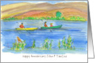 Happy Anniversary Lake Kayaks Mountains Custom Name card