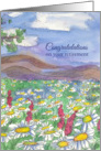 Retirement Congratulations Daisy Wildflower Field Watercolor card