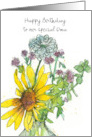 Happy Birthday Oma Sunflower Watercolor Spatter Custom card