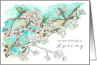 Happy Spring Birthday Cherry Blossom Tree card