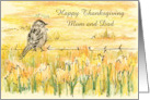Happy Thanksgiving Mom Dad Bird Fall Plants Custom card
