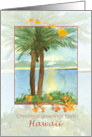 Merry Christmas from Hawaii Ocean Sunrise Palm Tree card