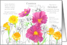 October Birthday Flower Cosmos Marigold Birth Month card
