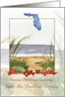Florida Christmas Greetings Winter Ocean Beach Custom card