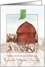 Indiana Christmas Greetings Red Barn Snow Custom card