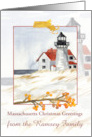 Massachusetts Christmas Greetings Lighthouse Custom card