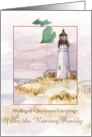 Michigan Christmas Greetings Lighthouse Custom card