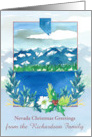 Nevada Christmas Greetings Mountain Lake Custom Name card